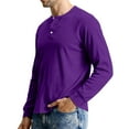 thumbnail image 4 of QHRMKOG Long Sleeve Henley Shirts for Men Classic Fit Warm Solid Color Shirt Casual T-Shirt Fashion Pullover Top Purple S, 4 of 9