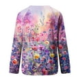 thumbnail image 5 of CLOISE Womens Sweatshirts Floral Print Oversized Sweatshirts Round Neck Long Sleeve Hoodies Shirts Multicolor Raglan Basic Tees Fall Fashion Y2k Clothes XL, 5 of 5