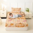 thumbnail image 3 of Manfei Harvest Maple Leaf Print Twin Fitted Sheet,Watercolor Pumpkin Print Bedding,2pcs,1 Fitted Sheet and 1 Pillowcase, 3 of 6