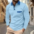 thumbnail image 2 of XIYON Long Sleeve Polo Shirts For Men Patchwork Lapel Shirt Casual Holiday Shirts Tops Classic Comfortable Shirts For Men, 2 of 5