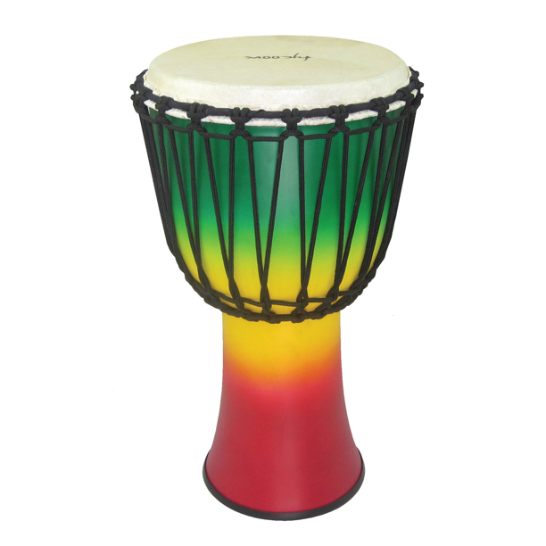 10 FIBERGLASS ROPE TUNED DJEMBE JAMAICAN COLOR FINSIH RED/YELLOW/GREEN