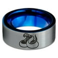 thumbnail image 2 of Tungsten Hissing Snake Python Serpent Band Ring 8mm Men Women Comfort Fit Blue Flat Cut Brushed Gray Polished, 2 of 4