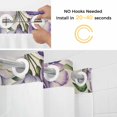 thumbnail image 2 of Purple White Flowers No Hooks Shower Curtain with Snap-in Liner Spring Plants Green Leaf Watercolor Linen Texture Shower Curtains for Bathroom, Waterproof, Easy Install, Washable 48"x72", 2 of 9