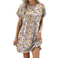 thumbnail image 2 of Women'S Summer Dresses Short Sleeve Cute Spring Mini Dress Crewneck Casual Beach Vacation Dresses Yellow Flower S, 2 of 10