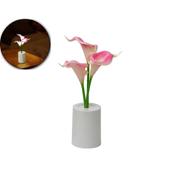 Calla Lily Lamp Simulation Calla Lily LED Night Lamp with Vase Bedside Lamp for Home Living Room Desktop Decorations