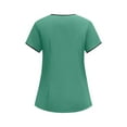 thumbnail image 5 of Busydd Scrubs for Women Fashion 2 Piece Colorblock Women Scrubs Sets V Neck Short Sleeve Button Tops and Elastic Waist Pants Scrub Set with Pockets, 5 of 9
