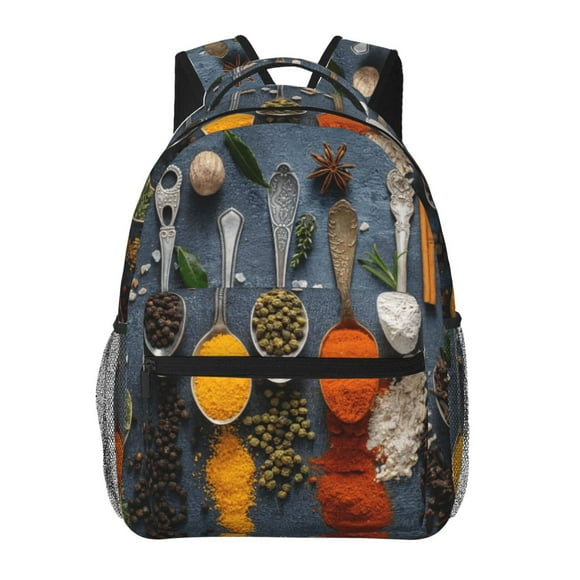 Vsdgher Various Herbs And Spices In Spoons for Laptop Backpack,Travel Backpack Outdoor Activities Bag Daypack for Travel Hiking Shopping & Daily-One Size