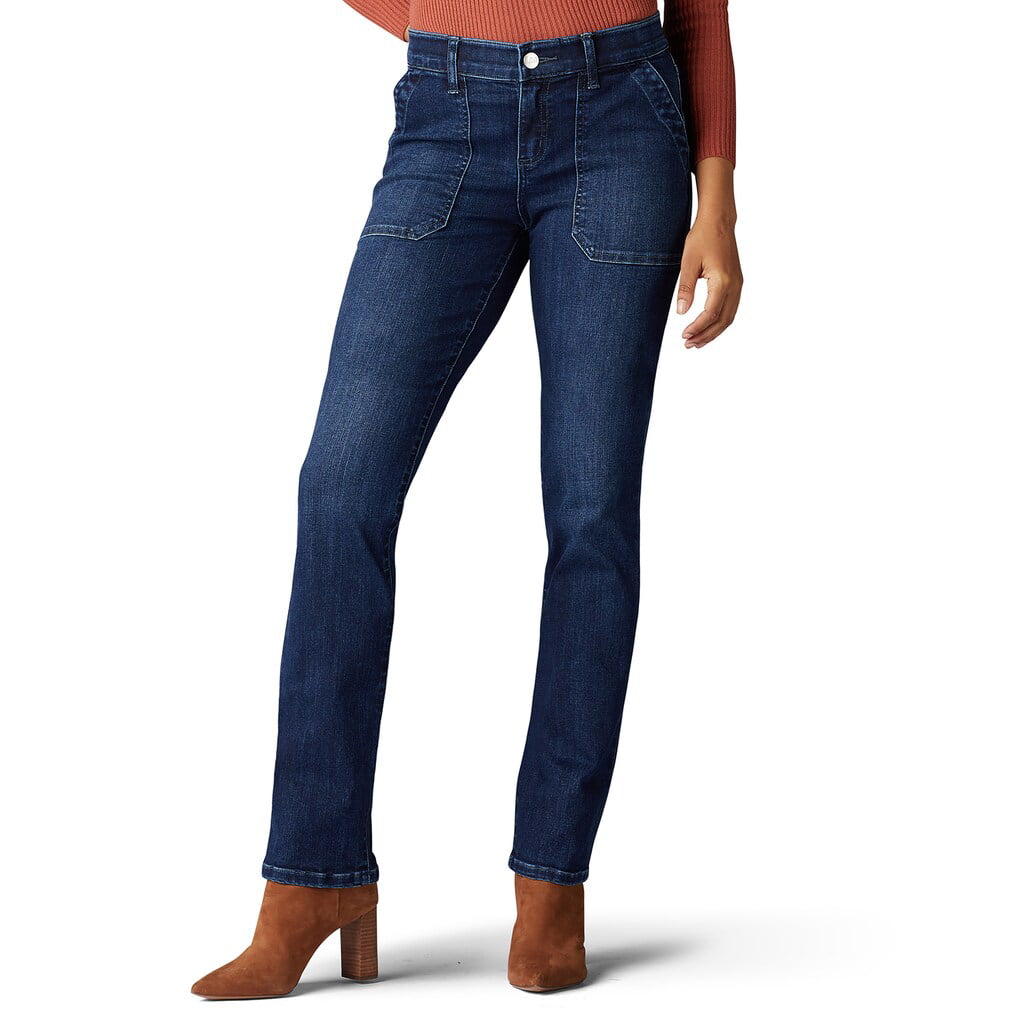 Women's Lee Flex Motion Regular Fit Straight-Leg Jeans Atlantic Pocket -  Walmart.com