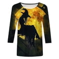 thumbnail image 5 of Godom Halloween Tshirt for Women Pumpkin Graphic Tees Tops 3/4 Sleeve Crew Neck Pullover Shirt, 5 of 6