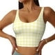 thumbnail image 1 of Fotbe Lemon Yellow Checkboard Sujetador Deportivo Largo sin Aros para Mujer con Almohadillas y Soporte Medio, Transpirable y Absorbente, Camiseta Tipo Chaleco o Tank Top-Medium, 1 of 8