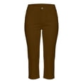 thumbnail image 6 of ZKunhua Women's High Waisted Slim Fit Capri Pants Button Casual Everyday Stretch Solid Color Classic Cropped Dress Pants (Brown,L), 6 of 6