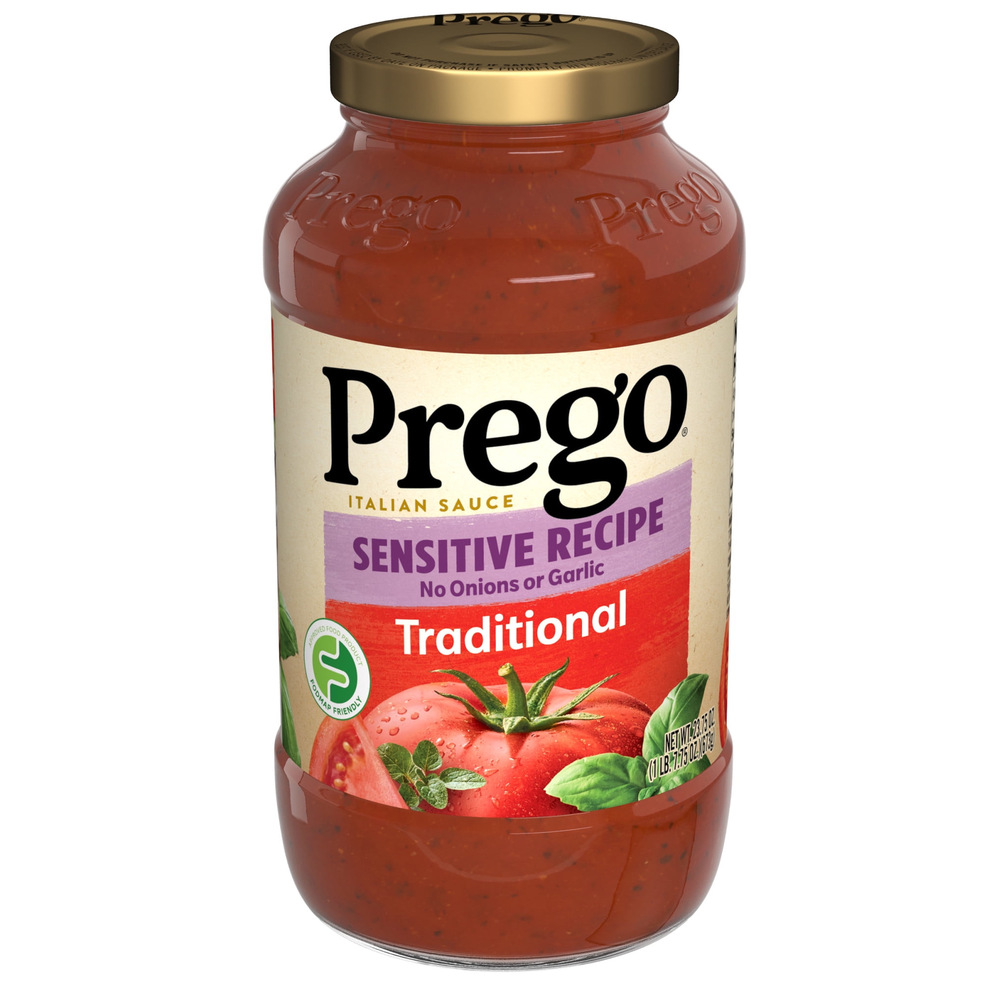 Prego Sensitive Recipe Low FODMAP Traditional Spaghetti Sauce, 23.75 Oz Jar