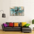 thumbnail image 3 of HFDF A74781 Canvas Prints Abstract Wall Art Print Paintings Blue and Brown Stretched Canvas Wooden for Living Room Bedroom and Office Home Decor Artwork 24x20inch Framed, 3 of 7