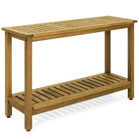 Eucalyptus Wood Wood Finish - Best Choice Products 48in 2-Shelf Indoor Outdoor Multifunctional Eucalyptus Wood Buffet Bar Storage Console Table Organizer - Natural