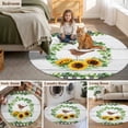 thumbnail image 5 of Spring Eucalyptus Sunflower Round Area Rug 4Ft Washable Circle Rugs for Bedroom Dining Room, Farmhouse Birds Gray Wood Non-Slip Carpet Floor Mats Indoor Outdoor Carpet Runner Aesthetic Home Decor, 5 of 8