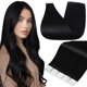 thumbnail image 1 of Extensiones de cabello con cinta Full Shine, cabello humano, 20 unidades, color natural, 1 negro azabache, 22 pulgadas, cinta de cabello humano Remy invisible de doble cara, 50g, pelo suave liso sin c, 1 of 5