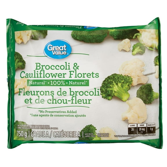 Great Value Frozen Broccoli and Cauliflower Florets, 750 g