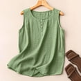 thumbnail image 6 of Women's Cotton Linen Sleeveless Crewneck Tank Top Loose Fit Casual Summer Blouse, 6 of 8