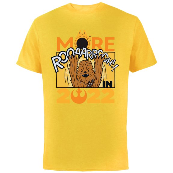 Star Wars Chewbacca More Roar Cartoon 2022 Standard - Short Sleeve Cotton T-Shirt for Adults - Customized-Yellow