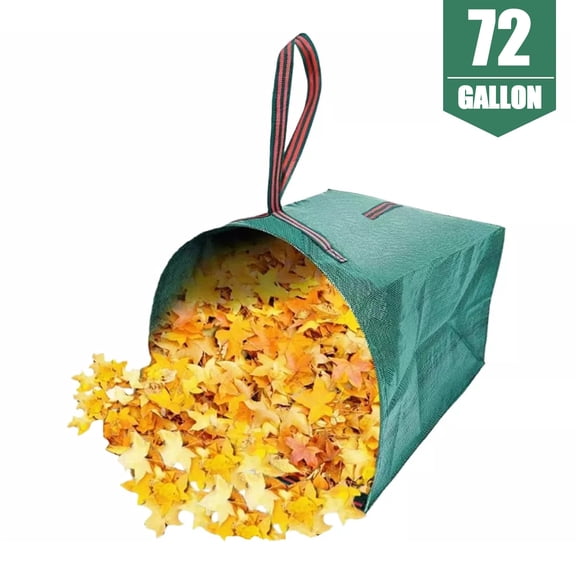 HOMEYA 72 Gallon Garden Leaf Waste Bags, Reusable Heavy Duty Yard Lawn Dustpan with Handle for Lawn Debris Grass Clippings, Green