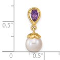 thumbnail image 3 of 14K Yellow Gold Amethyst Pearl Designer Pendant, 3 of 4