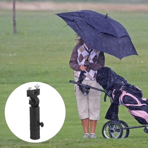 HEALEEP Black Plastic Multi-Functional Golf Umbrella Holder Stand for Golfers, and Convenient Accessory