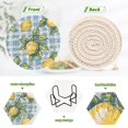 thumbnail image 4 of Yayeee 6 PCS Drink Coasters with Holder Set Woven Absorbent Round Tabletop Hot Pad, Cartoon Plaid Lemon, 4 of 7