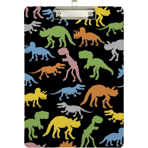 FMSHPON Bright Neon Rock Dino Clipboard Hardboard Wood Nursing Clip Board and Pull for Standard A4 Letter 13x9 inches