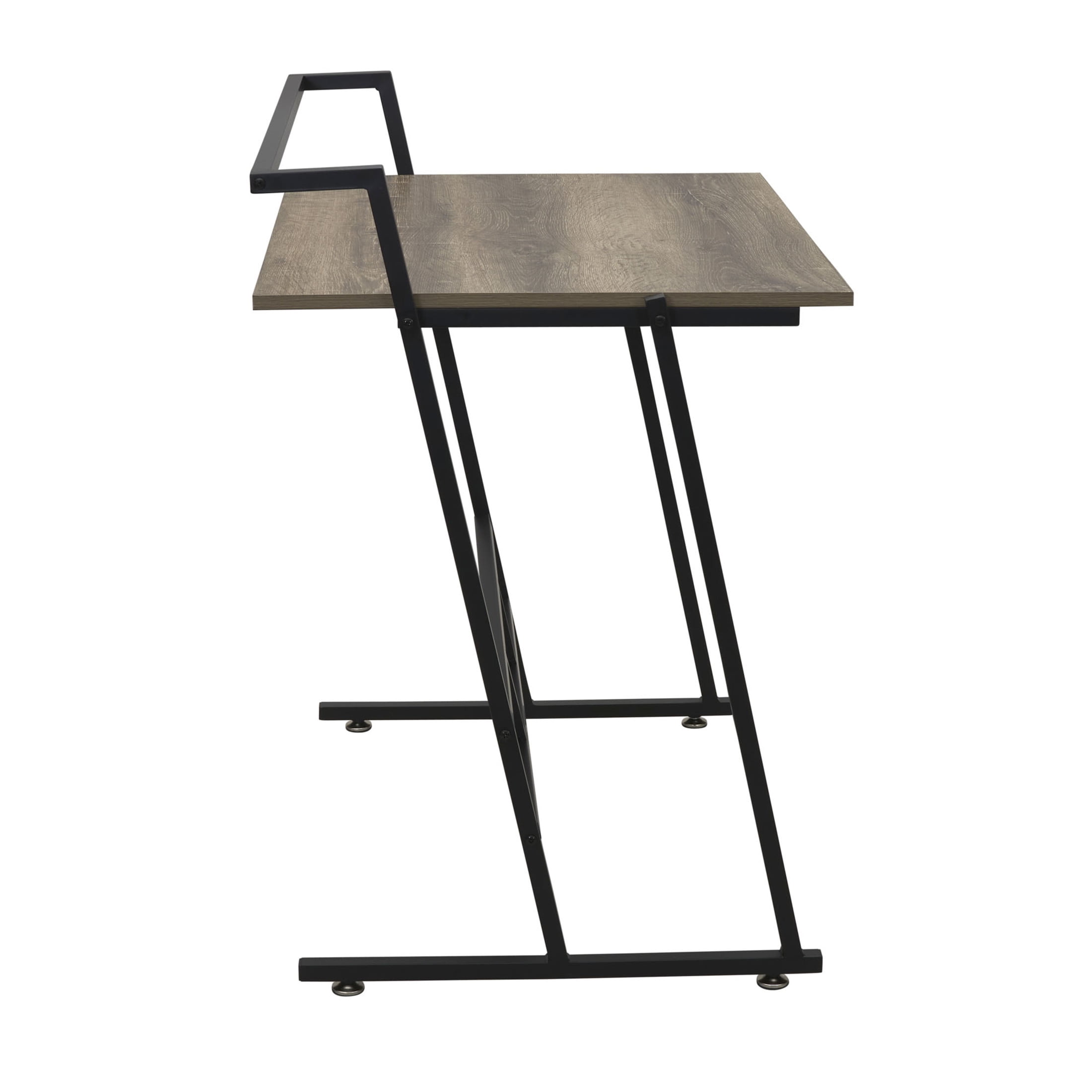 Household Essentials Jamestown Small Office Desk Ashwood Rustic Wood Grain and Black Metal