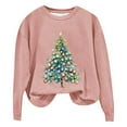 thumbnail image 2 of Aligament Christmas Shirts for Women, Pink Long Sleeve Shirts for Women, Women's Christmas Tree Print Crew Neck Long Sleeve Sweatshirt, 2 of 4