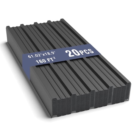 Vigo huseeo 20 Pcs 61.02”x 18.9” Metal Roof Panels, Galvanized Steel Corrugated Tin Roofing Panels, for Gazebo Top Cover, Garage, Shed, Patio, Garden, Grey