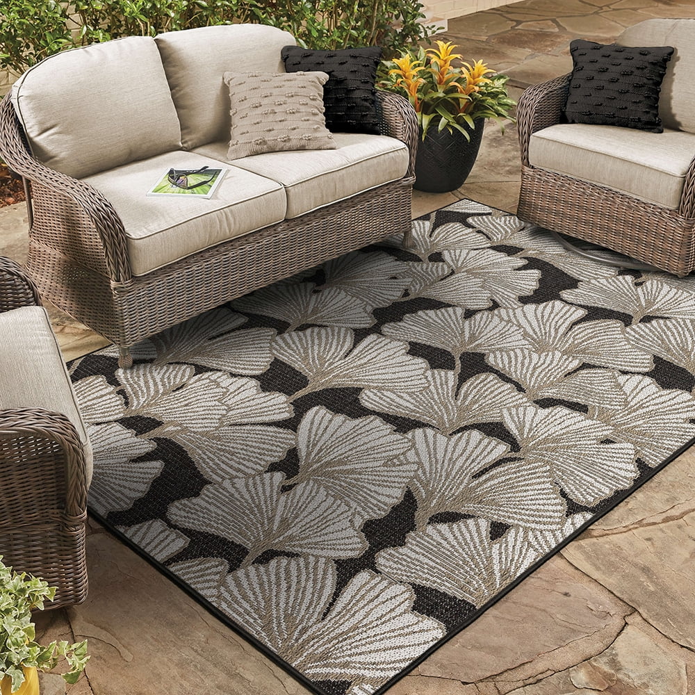 Mohawk Home Jade Butterfly Outdoor Area Rug, Dark Grey, 5' 3" x 7' 6"