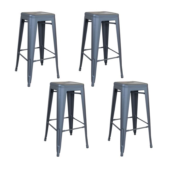 Offex Indoor/Outdoor 30 inch Metal Bar Stool Set Gunmetal - 4 Piece
