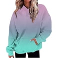 thumbnail image 1 of WZXFASHION Chandail à Capuche Surdimensionné pour Femmes Manches Longues Décontractées Poches Mode Chandail Dégradé Imprimé 50 % de Réduction Liquidation Chandail Col Roulé, 1 of 5