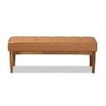 thumbnail image 2 of Baxton Studio Sanford Mid-Century Modern Tan Faux Leather Upholstered and Walnut Brown Finished Wood Dining Bench, 2 of 7