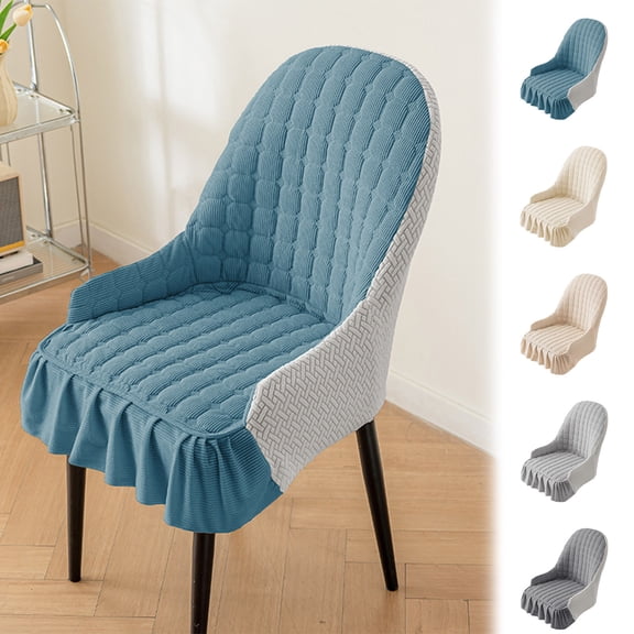 CuiLiyq Curved Back Dining Chair Covers with Armrest, Stretch Accent Dining Room Chairs Covers Slipcovers with Arms, Office Desk Chair Covers, Swivel Armchair Cover Protector for Vanity (Blue)