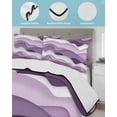 thumbnail image 4 of Quilts Full Size Bedding Set, Purple Ombre Lightweight Quilted Comforter, Modern Geometric Moire Abstract Art Soft Reversible Bedspread Coverlet with Pillow Covers for All Season, 78" x 90", 4 of 7