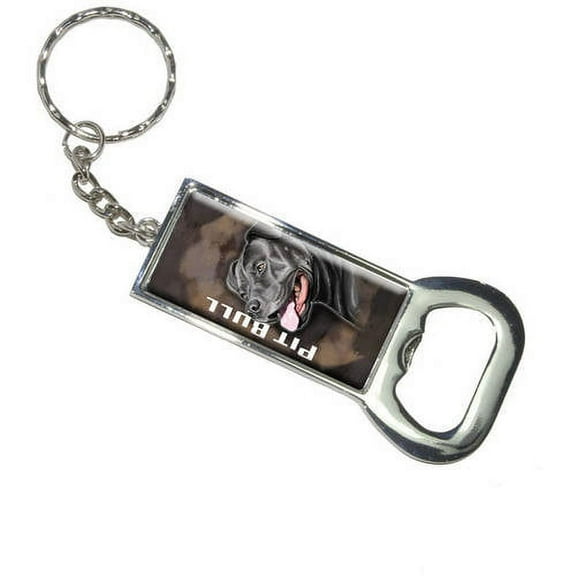 Pit Bull Black Pitbull American Staffordshire Terrier Dog Pet Keychain Bottle Bottlecap Opener