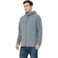 thumbnail image 3 of Men's Hooded Polar Fleece Jackets Big & Tall Full Zip Bonded Hoodie with Zip Pockets (Grey, L), 3 of 5