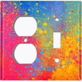 thumbnail image 4 of Metal Light Switch Plate Cover Colorful Paint Splash Art Wallpaper WAL024, 4 of 13