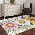 thumbnail image 4 of Colorful Daisy Floral Area Rug 4x6 Washable Rug Non Slip Spring Flowers Botanical Leaves Rustic Large Area Rug Indoor Floor Carpet for Entryway Bedroom Kitchen Living Room Home Office Dining Room, 4 of 8
