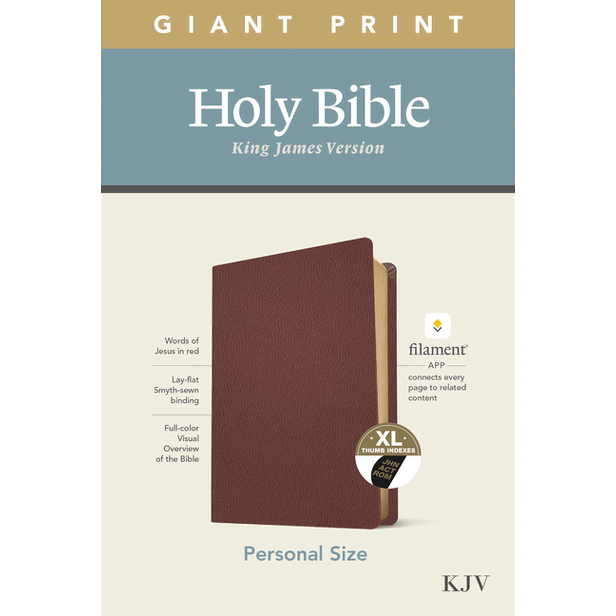 KJV Personal Size Giant Print Bible Filament Enabled Edition (Genuine Leather Burgundy Indexed) (Other)(Large Print)