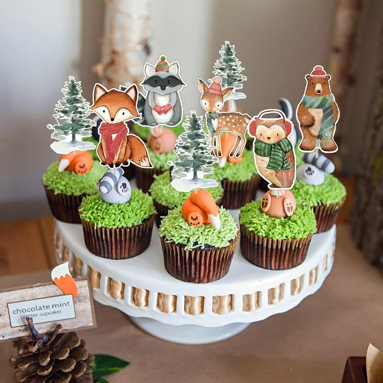 36PCS Winter Woodland Birthday Decorations Winter Woodland