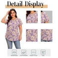 thumbnail image 5 of Cuteduck Women Plus Size Tops Short Sleeve Shirts Casual Floral Print Chiffon Blouses Loose Flowy Crewneck Pleated Top（1X-5X）, 5 of 9