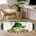 thumbnail image 5 of Saint Patrick's Day Washable Area Rug&nbsp;3 ft Green Fourleaf Grass Gnomes Black Plaid Soft Round&nbsp;Rugs for Living Room, Non Slip Carpet for Bedroom&nbsp;Entryway Dining Room, 5 of 9