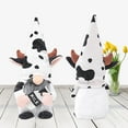thumbnail image 4 of SPRING PARK 2Pcs Cow Swedish Gnomes Gift with Milk Bottle Nodic Plush Dairy Cattle Handmade Tiered Tray Dolls Black and White Farm Home Decoration, 4 of 7