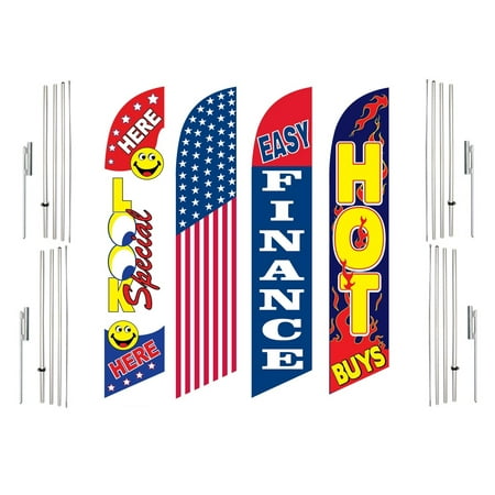 4 Swooper Flags With 4 Pole Kits Look Special Here America Easy Finance Hot Buys