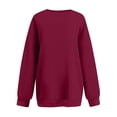 thumbnail image 4 of Crew Neck Sweatshirts Women Fall Oversized Crewneck Sweatshirt Vintage Fleece Pullover Loose Fit Cute Y2K Hoodie Wine XL, 4 of 5