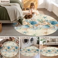 thumbnail image 5 of Round Area Rug 8 Ft, Beach Coastal Beige Washable Non-Slip Circle Carpet for Living Room/Bedroom, Nautical Shell Starfish Coral Summer Collection Low-Profile Large Area Rugs for Indoor, 5 of 8