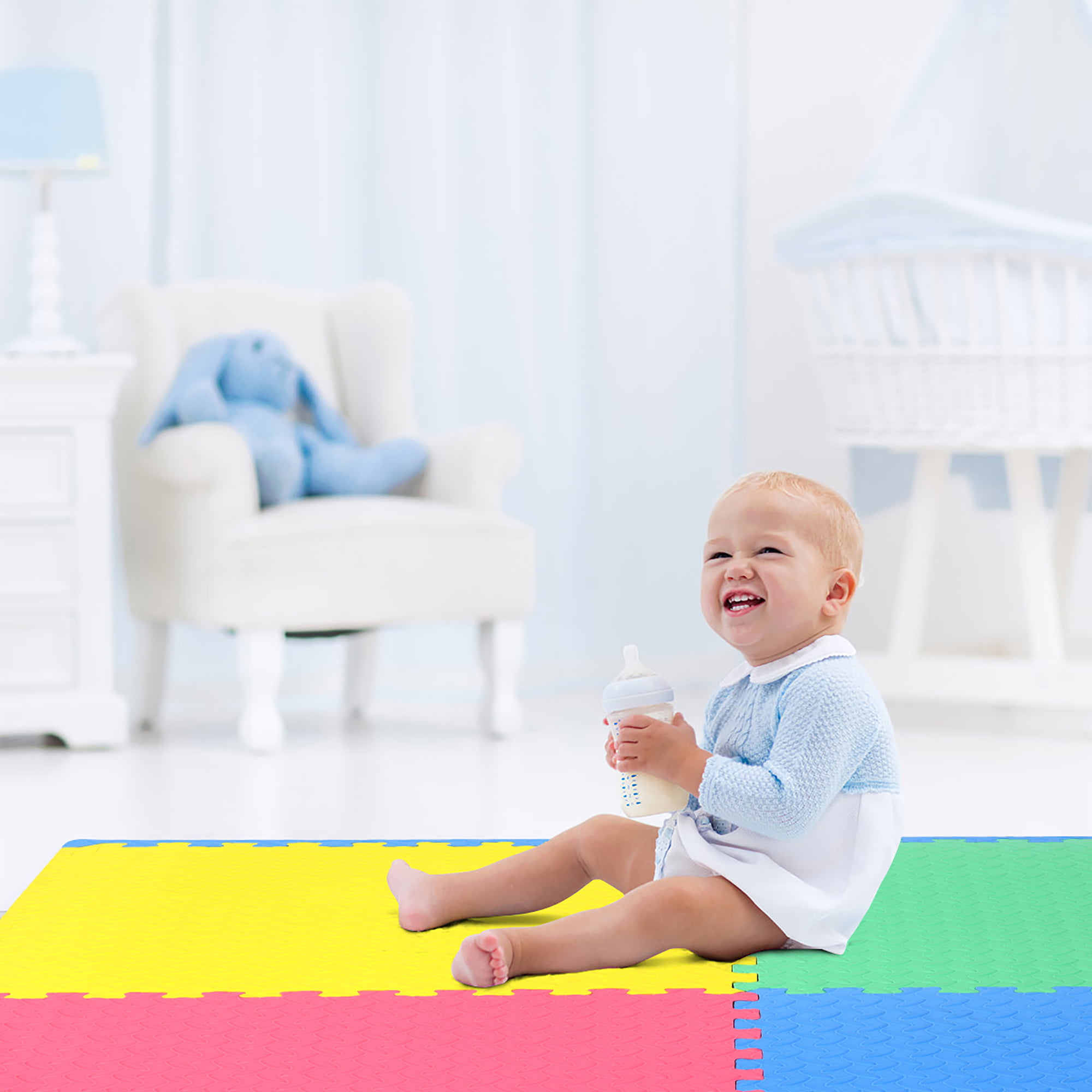 CYY Baby Foam Play Mat, 16pcs EVA Foam Mat,Kids Puzzle Playmat, Infant  Crawling Mat, Exercise Mats, Interlocking Foam Mats, Floor Tiles for Kids  Room Living Room,30 * 30 * 1cm(Beige) price in